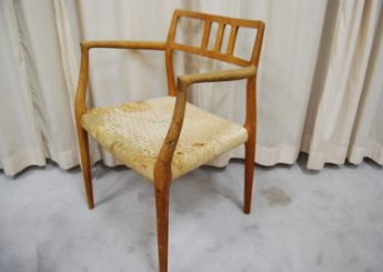 椅子の座面張替え・木部再塗装